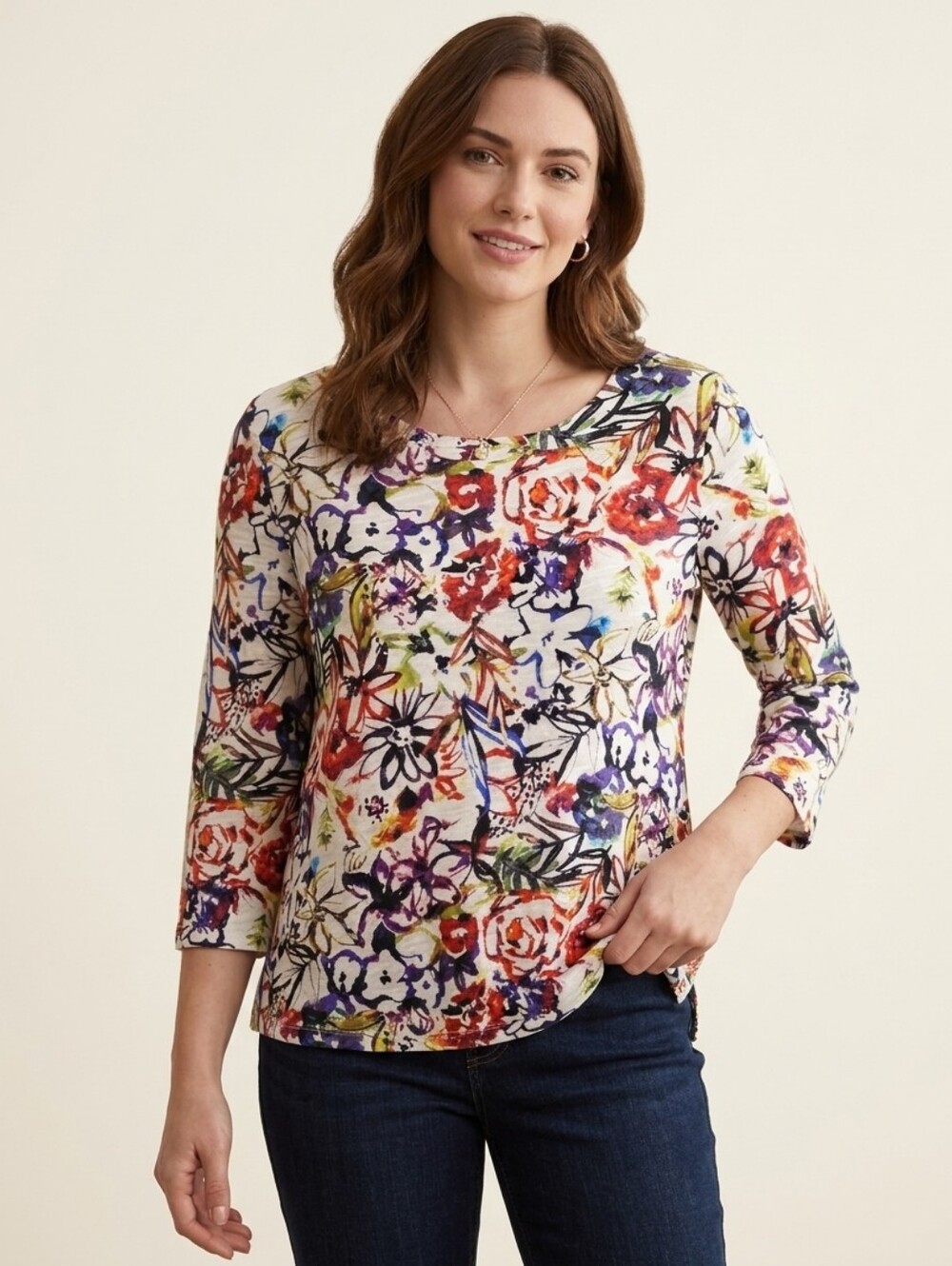 351. Habitat Painted Floral Top